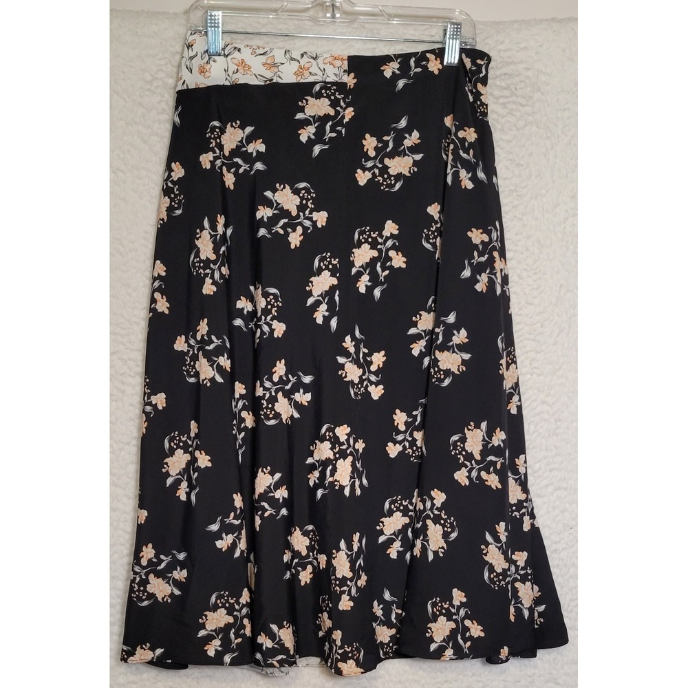 Calvin Klein Womens‎ Skirt Size 6 Floral 1/4 Zip Lined Maxi Asymmetrical 1675